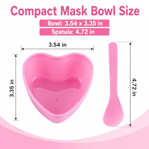 PLINNILUY Heart-Shaped Face Mask Bowl and Spatula Set - 15 Piece Reusable Kit