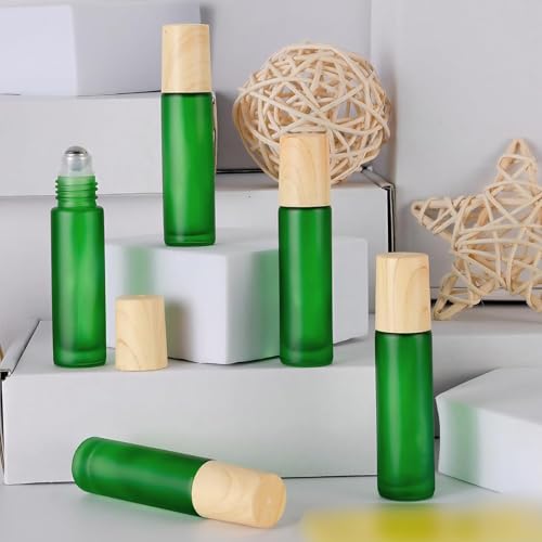 Ellbest 16-Pack Green Frosted 10ml Essential Oil Glass Roller Bottles