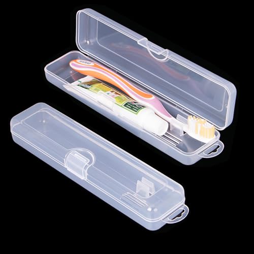 4 Pack Travel Toothbrush & Tongue Scraper Cases - Clear, Breathable, Compact
