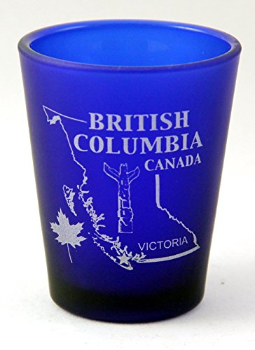 Cobalt Blue Frosted Shot Glass - British Columbia Souvenir
