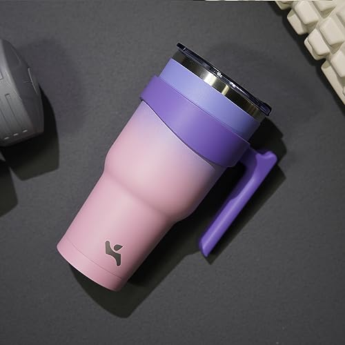 Konokyo 20 oz Insulated Tumbler with Handle & Straw | BPA-Free Pastel Sunset