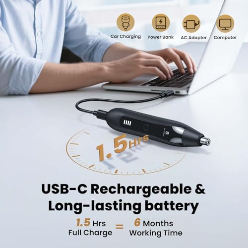 Ear and Nose Hair Trimmer for Men, 2026 Professional Painless USB Rechargeable Eyebrow & Facial Electric Hair Trimmer for Men Women, Powerful Motor, Dual Edge Blades, IPX7 Waterproof Easy Clean