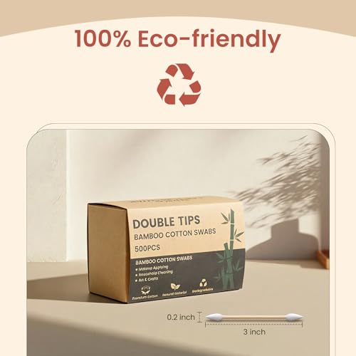 Bcowos Pointed Cotton Swabs, 1200 Count Bamboo Sticks for Precision