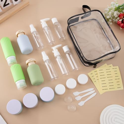 KOUWICH Travel Bottles Set - 25 Leak-Proof Refillable Toiletry Containers for TSA Travel