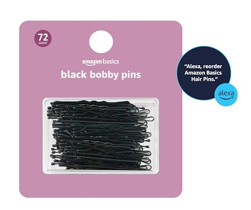 Amazon Basics Black Bobby Pins - 72 Count Travel Case