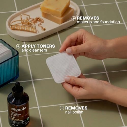 Cliganic Extra Large Face Pads - 200 Count, Dual-Sided & Lint-Free