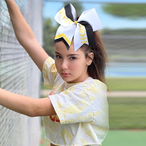DEEKA 12 Pack Softball Cheer Bows 8-Inch Hair Accessories for Girls Teen Cheerleaders