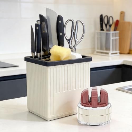 Portable Kitchen Knife Sharpener with Suction Base - Tungsten & Ceramic