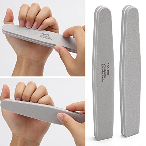 LoveBB Gray Double Sided Nail Buffer Blocks 10 Pcs 100/180 Grit for Acrylic & Natural Nails