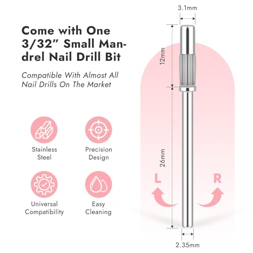 Finea 100 Pc Nail Drill Bits Set - 180 Grit Light Pink for Efile