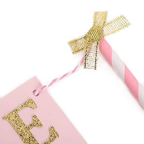 Pink and Gold Cake Topper for Baby Girl's 1st Birthday