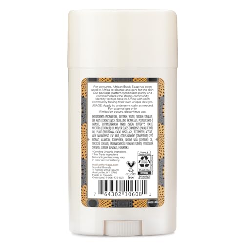 Nubian Heritage African Black Soap 24 Hour Natural Deodorant - 2.25 Oz (Pack of 1)