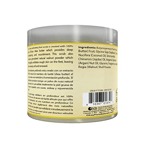 OKAY All Natural Shea Butter Foot Scrub - 6 Ounce Exfoliant