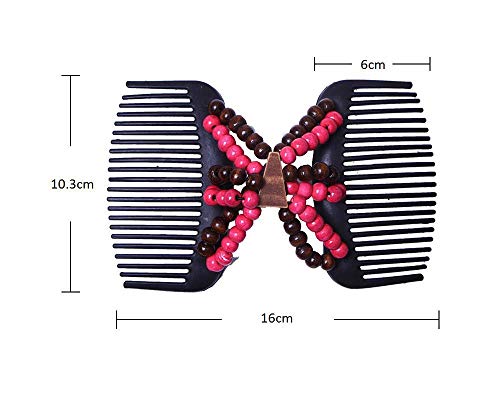 3 Pack Women Hair Beaded Comb Clips Double-Sided Hair Bun Makers Elastic Hair Accessories