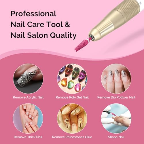 MelodySusie 5-in-1 Carbide Nail Drill Bit - Pink Blossom 3/32" Shank