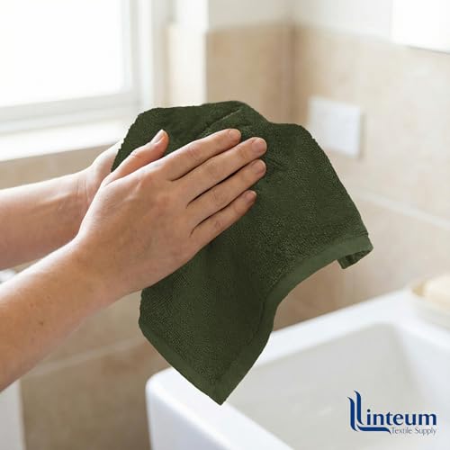 Zero Twist Washcloths 12x12 100% Cotton, 12-Pack – Army Green