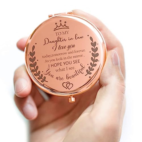 Rose Gold Compact Mirror for Daughter in Law - Mother in Law Gift