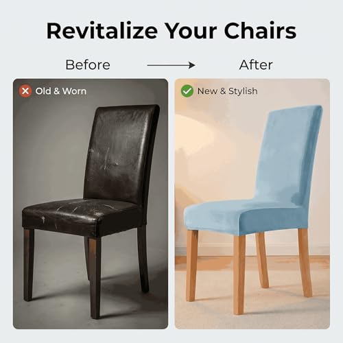 Deisy Dee Velvet Dining Chair Covers - Washable & Stretchable Slipcovers