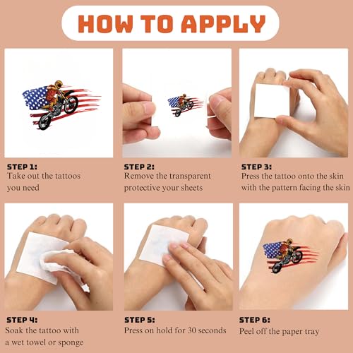 CAVALATAT 50 PCS Motocross Temporary Tattoos for Kids' Parties