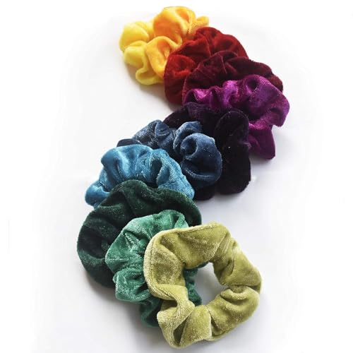 Mcupper 60pcs Velvet Hair Scrunchies - ColorA Elastic Hair Ties & Bands