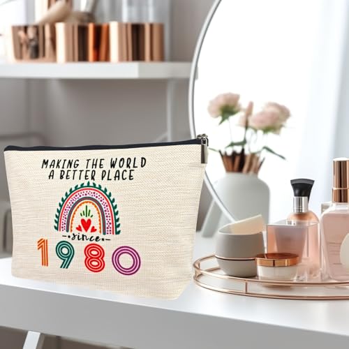 Suemetic 1980 46th Birthday Makeup Bag for Women - Gift for Her, Mom, Wife, Sister