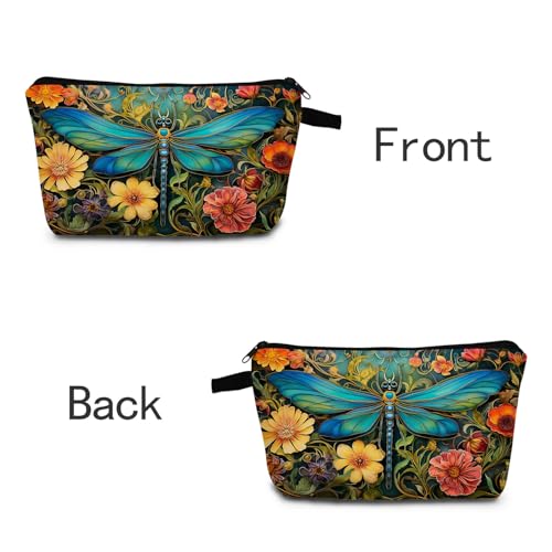 Dragonfly Print Makeup Bag - Portable Cosmetic Organizer