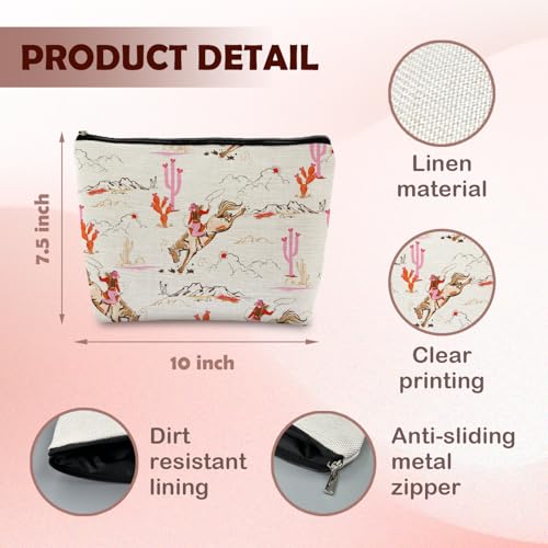 Hot Pink Western Cowgirl Makeup Bag for Women - Rodeo Cosmetic & Toiletry Pouch