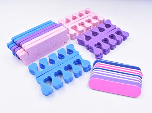 12 Pairs Soft Foam Toe Separators with 9 Mini Nail Files