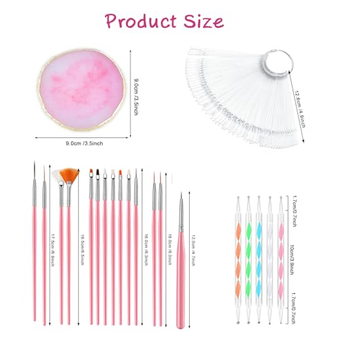 71 in 1 Nail Art Brushes Set with Resin Palette, 50 Pcs Clear Swatch