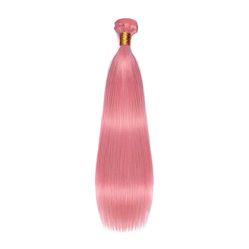 Pink Bundles Human Hair Straight Bundles 30 Inch Pink Straight Bundles Unprocessed Brazilian Virgin Hair 1 Bundle 50 Gram Per Bundle Deals Quick Weave Hair Extensions For Woman
