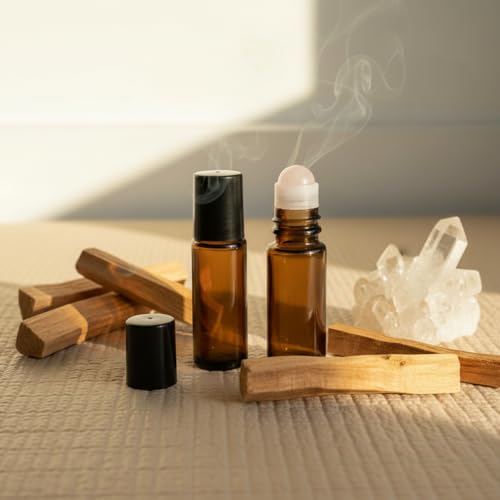 2 Pack Pink Amber Glass Roll-On Bottles with Jade Roller Balls - 50ml