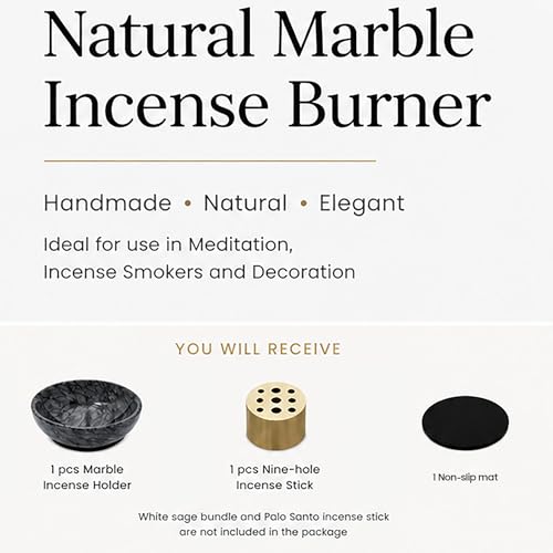 Handmade Natural Marble Incense Holder - 4.72 Inch for Sticks