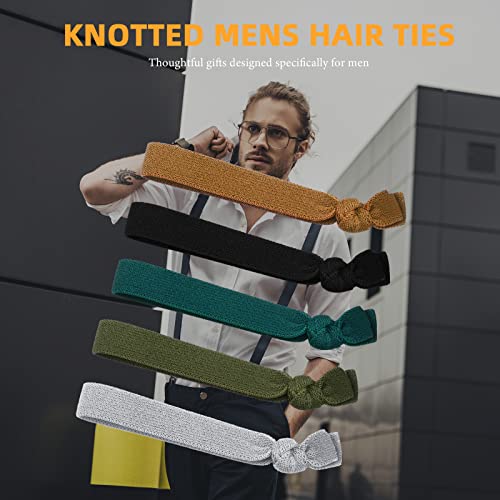 Men's Knotted Hair Ties 30 Pack - Thick, Elastic Ponytail Holders for Long Curly Hair