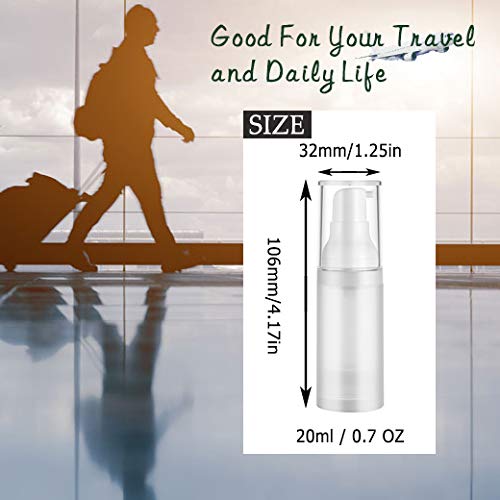 6-Pack 20ml Airless Travel Pump Bottles - Refillable & Leak-Proof