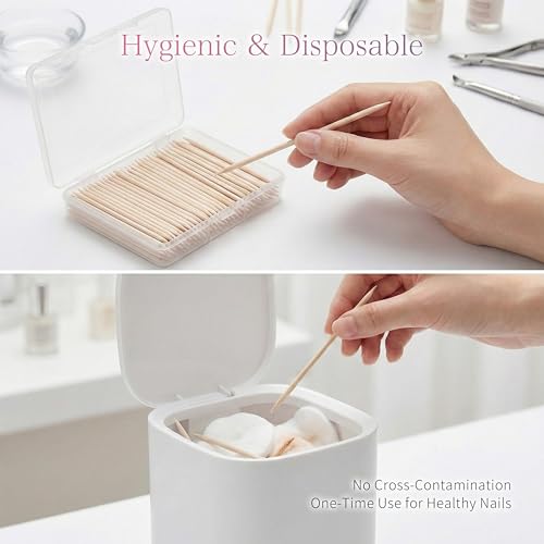Sun&Beam Nails Wooden Orange Sticks 15cm / 100 pcs - Double-Ended Nail Care & Cuticle Pusher