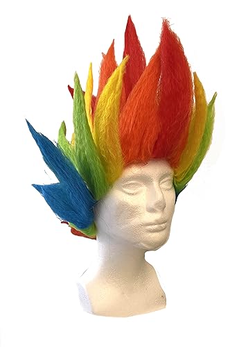 Troll Doll Wig - Adjustable Rainbow Spike Costume Wig for Adults