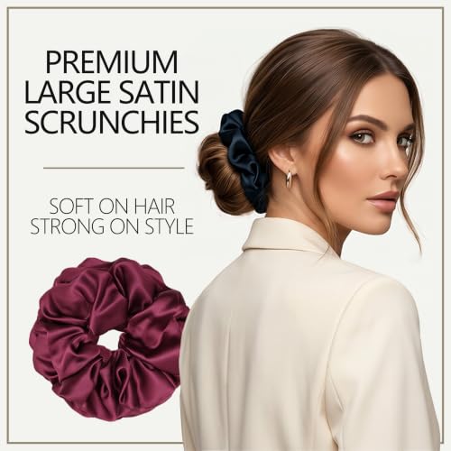Vintage Muted 7PCS Satin Hair Scrunchies Large Soft Hair Ties for Women
