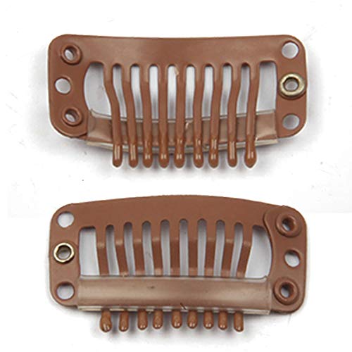 20pcs Light Brown Metal Snap Clips for Hair Extensions & Wigs