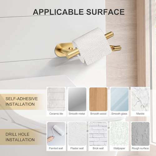 SetSail Gold Toilet Paper Holder - Adhesive & Screw Installation