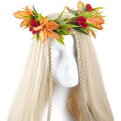 Hawaiian Flower Crown - Tropical Silk Floral Headband for Parties