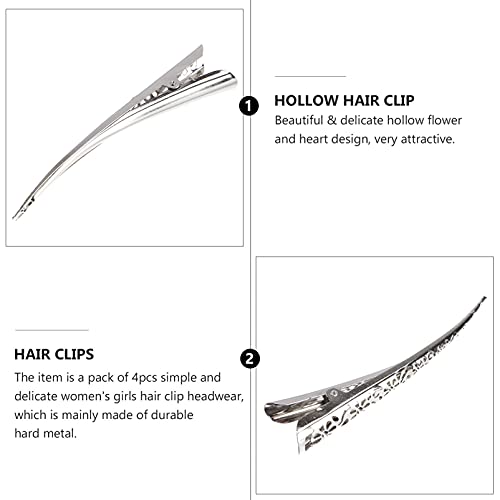 4-Pack Silver Metal Hair Clips - Durable Alligator Curl Clips