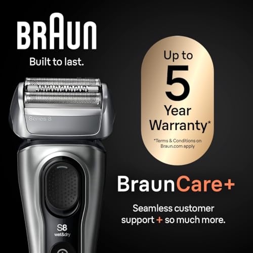 Braun Series 8 8567cc Electric Razor for Men, 4+1 Shaving Elements & Precision Long Hair Trimmer, 5in1 SmartCare Center, Close & Gentle Even on Dense Beards, Wet & Dry Electric Razor, 60min Runtime