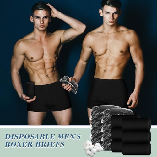Ramede Disposable Men Cotton Underwear Black, 12 Pack