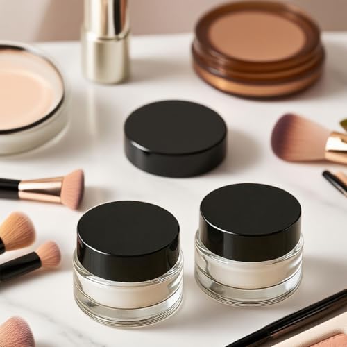 2-Pack 5ml Refillable Glass Cosmetic Jars with Black Caps