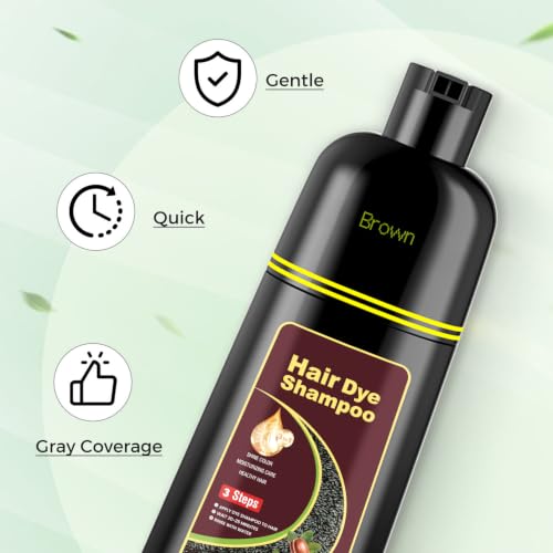KAISASA 3-in-1 Hair Dye Shampoo for Gray Hair Coverage - Brown