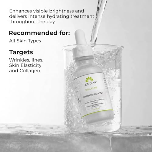 SKIN DEVA 100% Pure Hyaluronic Acid Serum for Face - Hydrating Face Care