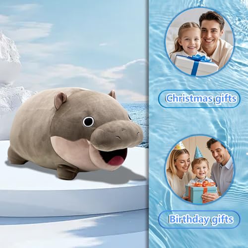 Cute Pygmy Hippo Plush Toy - Soft Stuffed Animal Pillow, 9 Inch