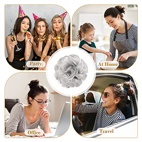 Pwsap Grey Curly Bun Extension Hairpiece - Voluminous Updo