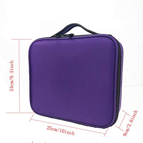 Semilyn Purple Travel Makeup Bag - Organizer with Adjustable Dividers