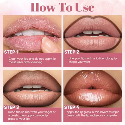 Noerrors 3-in-1 Nude Peach Lip Kit - Liquid Lipstick, Gloss, Liner